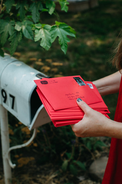 Michelle’s postcard of the month gets mailed in a cherry-dilly-bar-red envelope